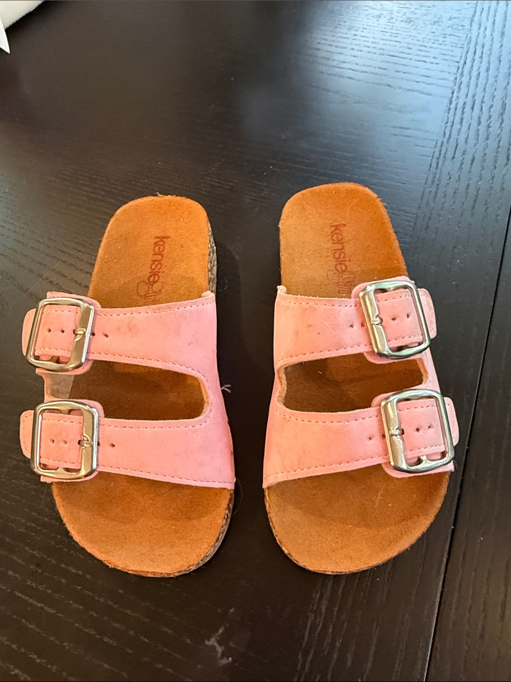 Kensie Kids Coral-Pink Double Buckle Slide Sandals size 11
